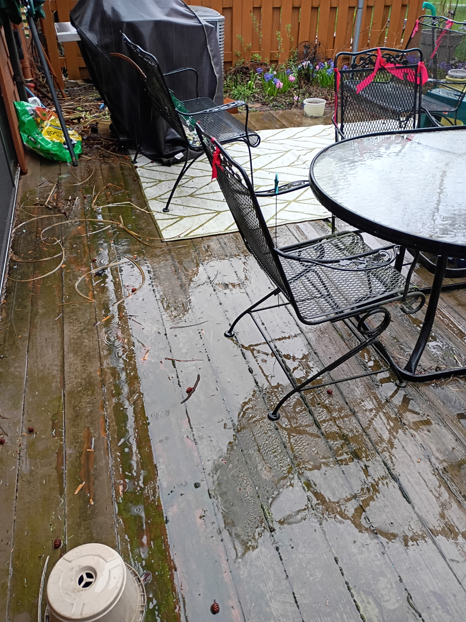 Old weathered deck before replacement