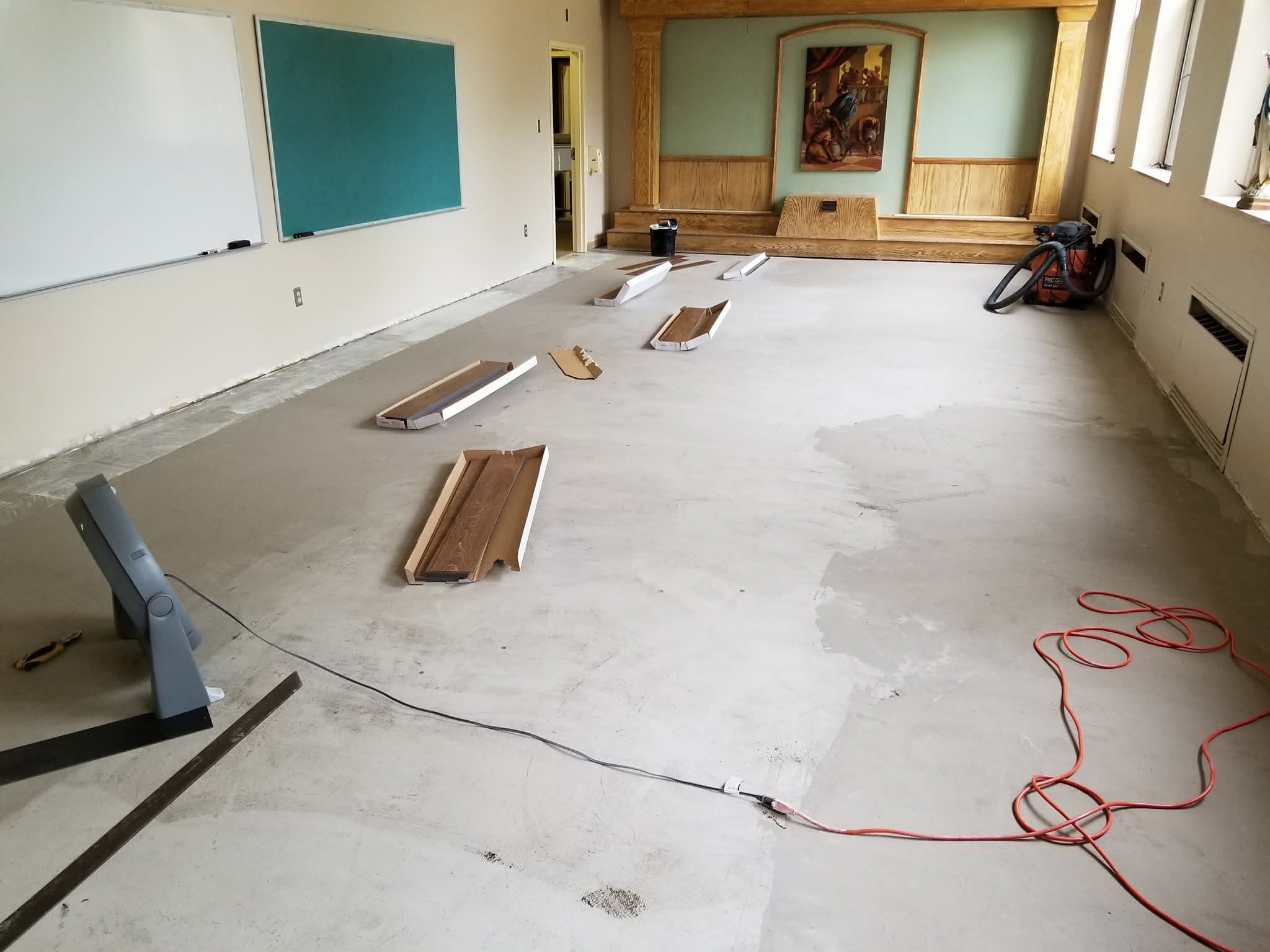 Large room prepared for new flooring